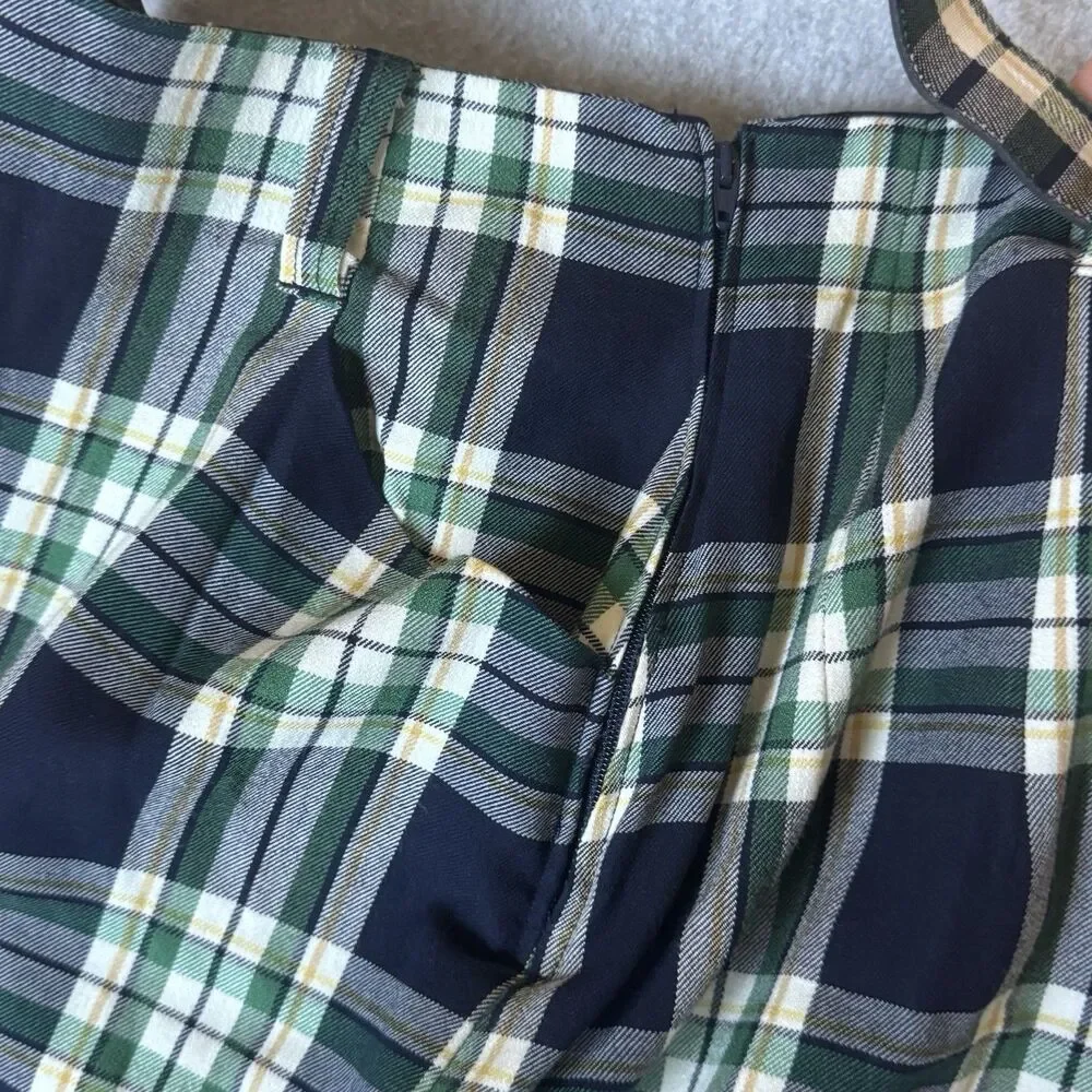 VTG The Limited Pencil Midi Skirt Blue Plaid Small High Waist Made In Italy